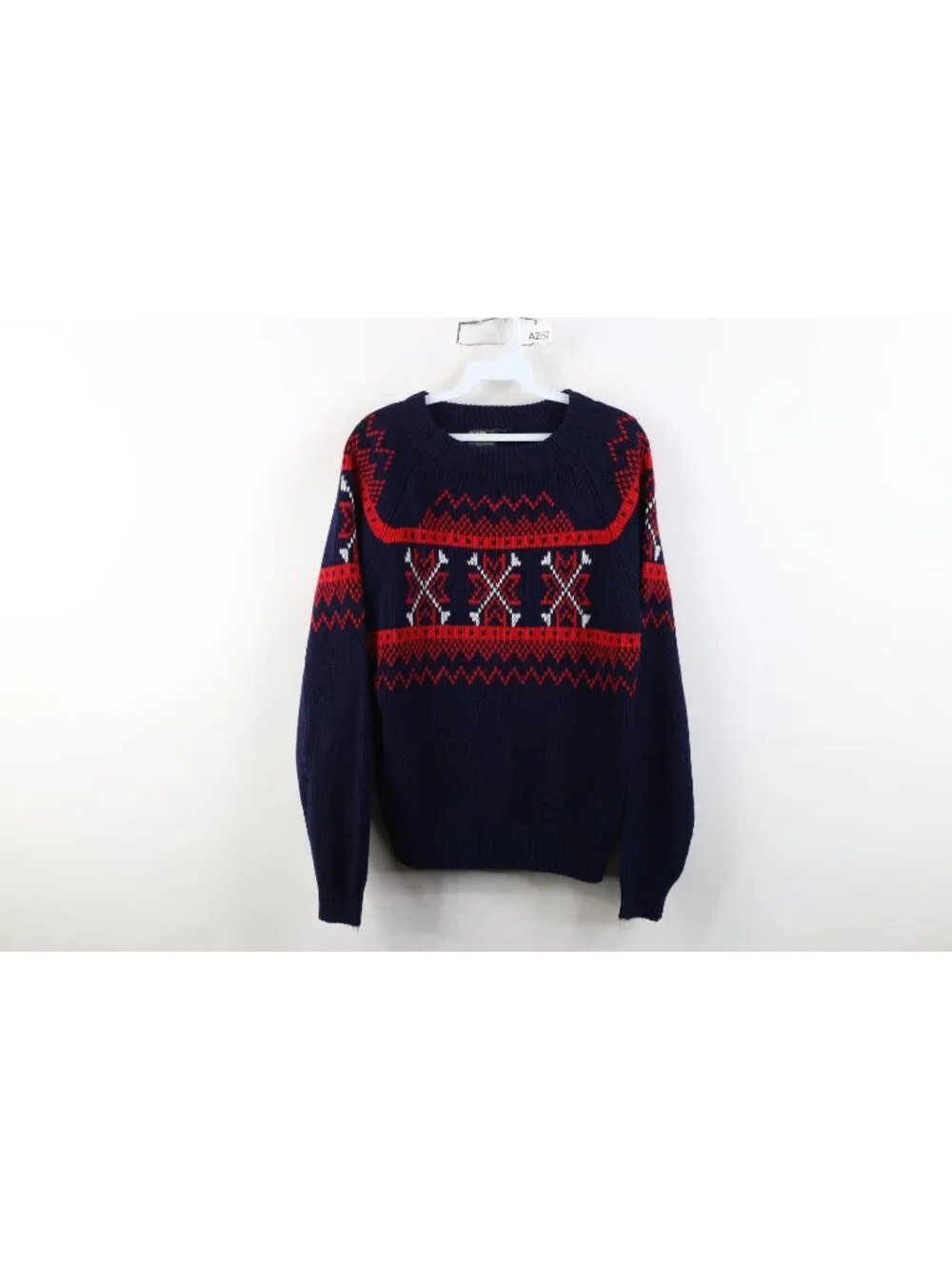 Vintage 70s Streetwear Womens Medium Fair Isle Snowflake Ribbed Knit Sweater